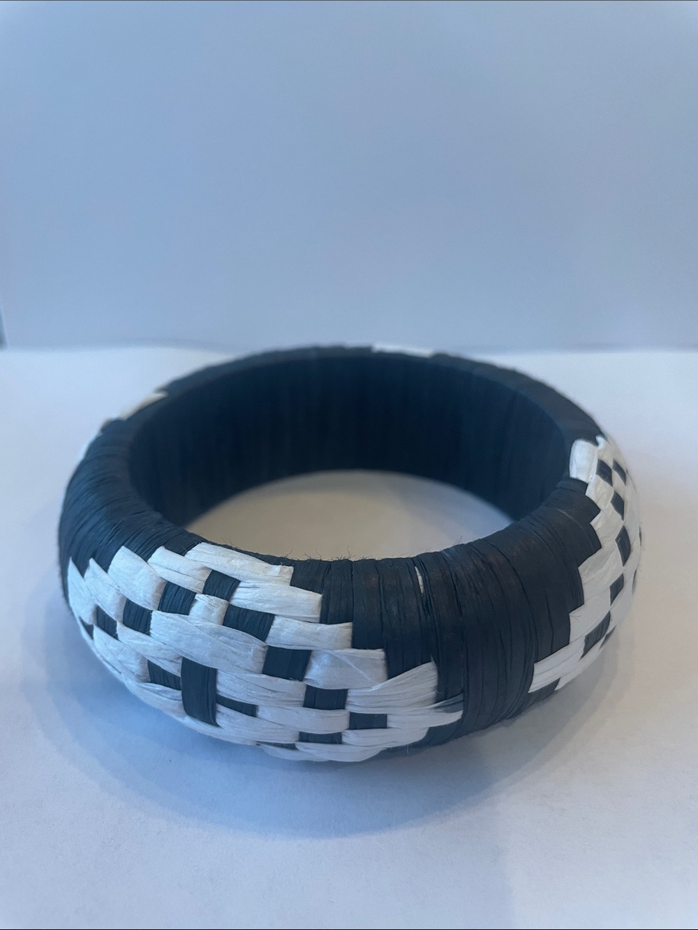 Black and White Woven Bangle Bracelet